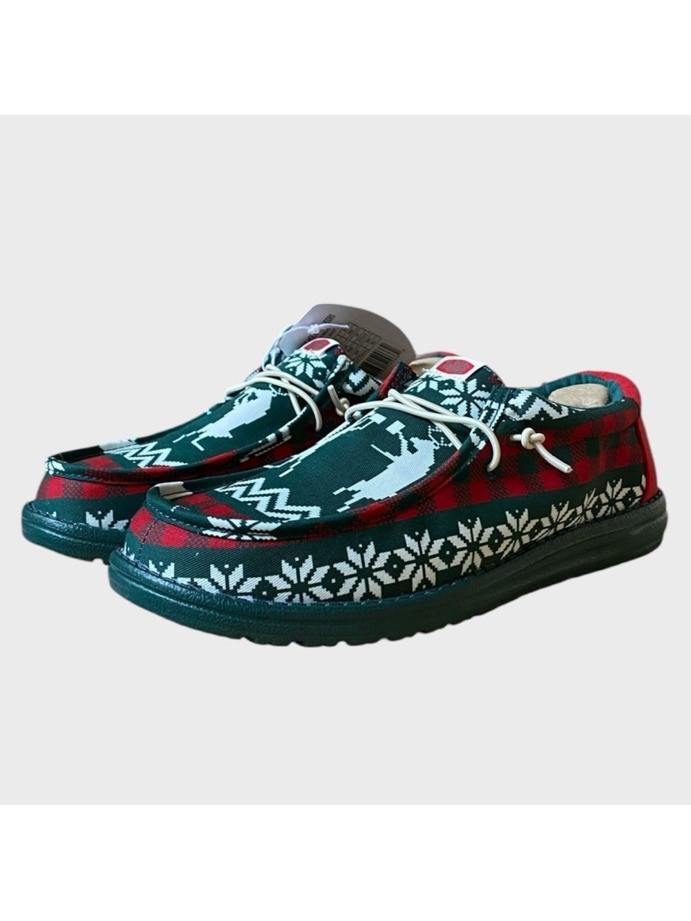 NWB Hey Dude Men's Wally Holiday Cheers Slip-On Shoes 9 Green/Multi Comfy Preppy